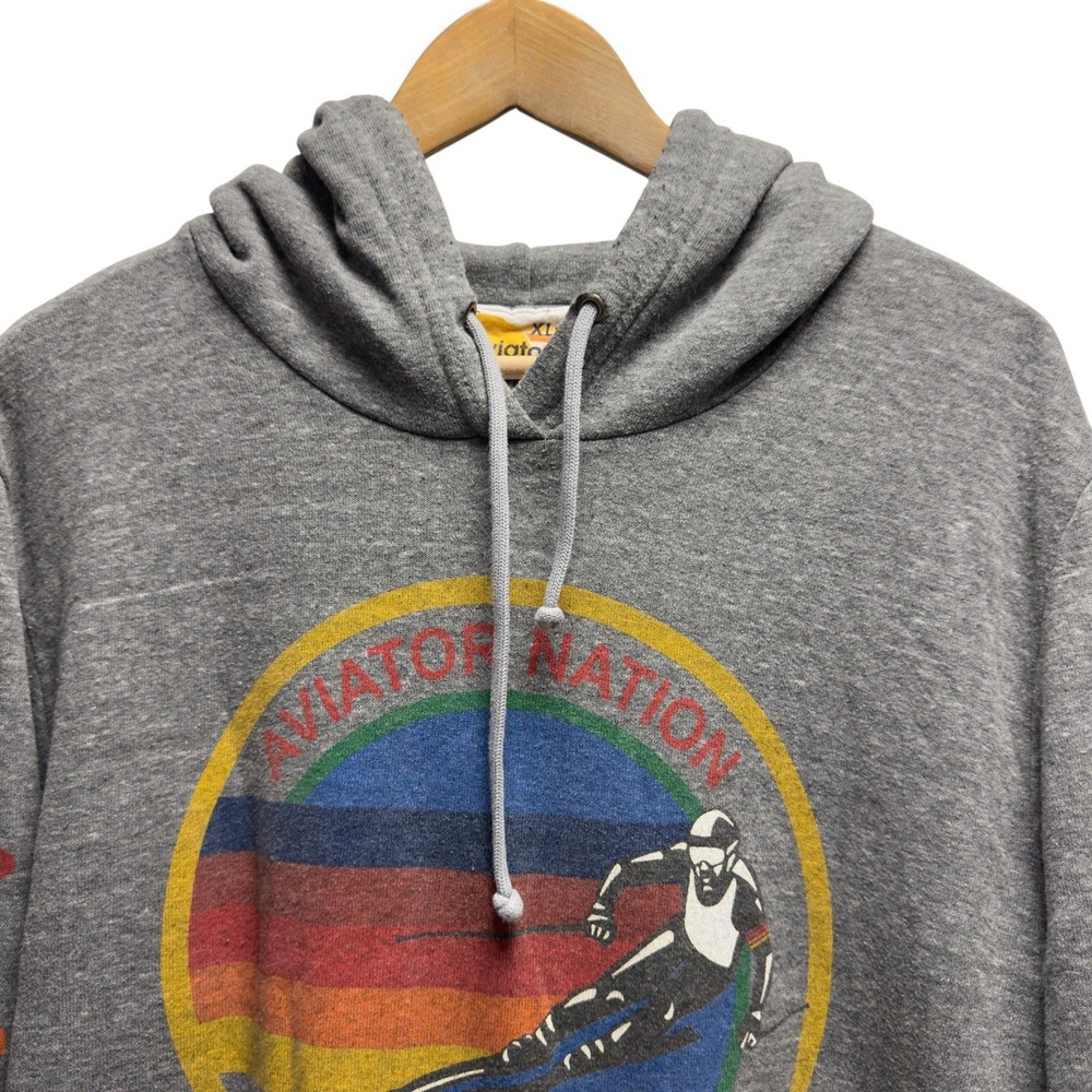 Aviator Nation Womens XL Gray Solid Hoodie Aspen Ski Rainbow Good